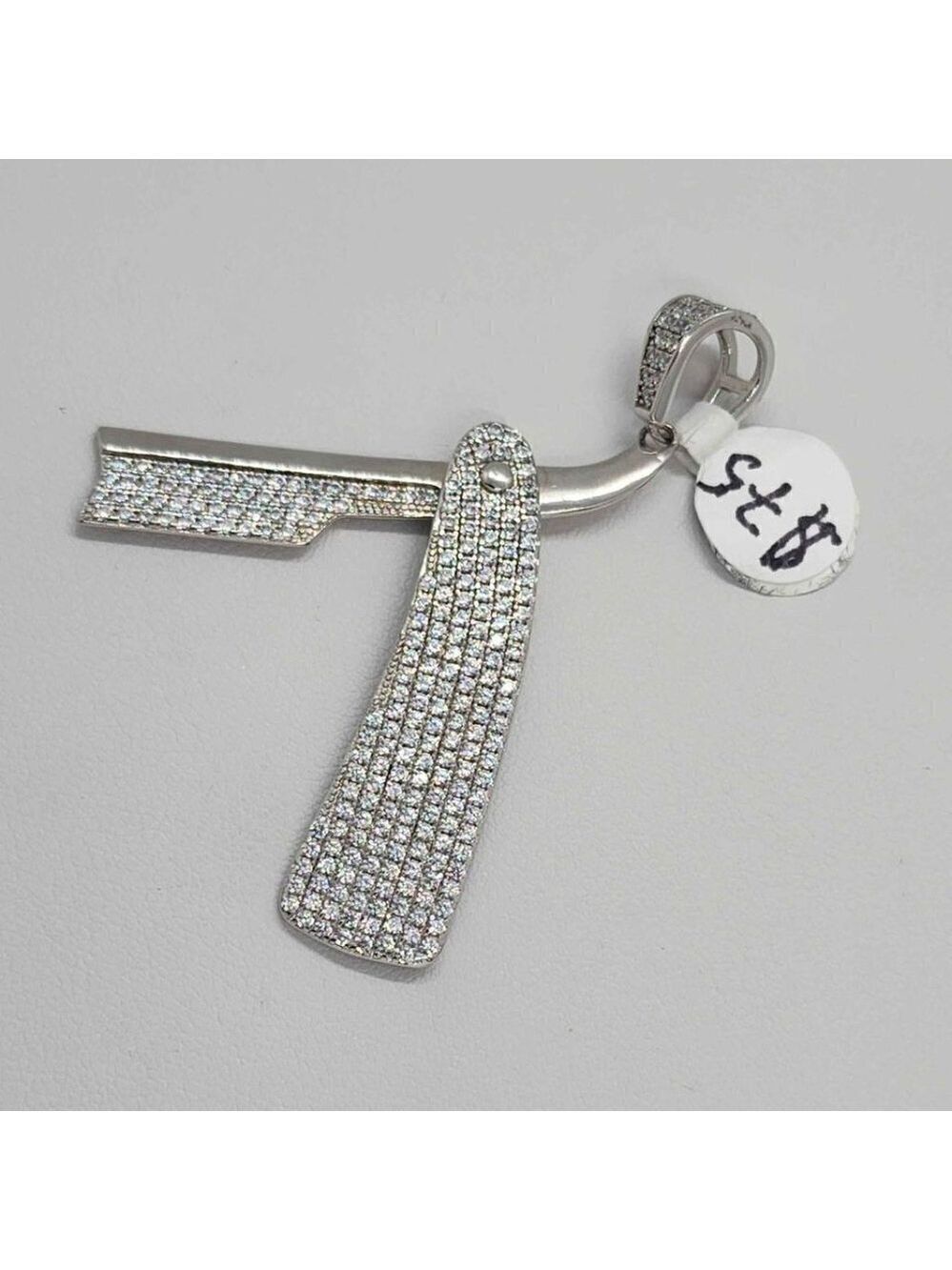 Brand New   Sterling Silver 925 Edge Barber Razor Pendent